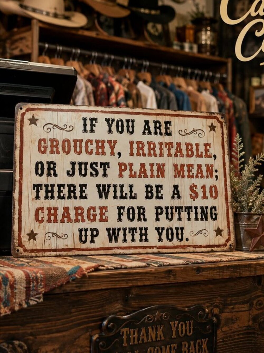 Grouchy Metal Sign